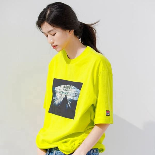 Fila T-Shirt Malaysia - Fila Artist Graphic S/S Women Yellow,MATZ-54723